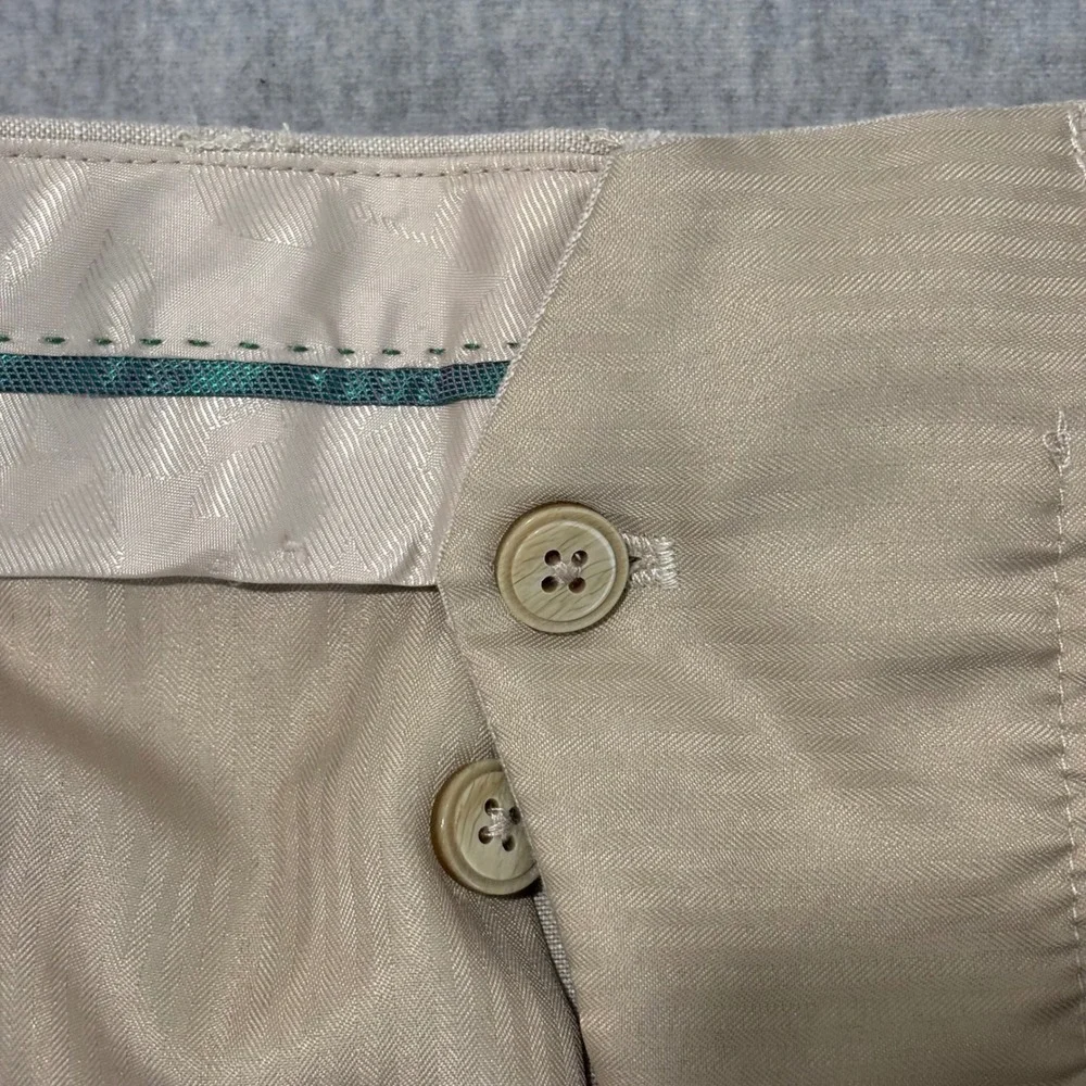 Cubavera Mens 34x30 Linen Blend Flat Front Dress Pants Beige Tan SU 34331